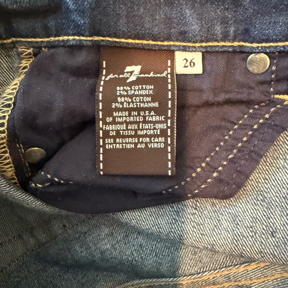 7 For All Mankind Dark Blue Distressed The Skinny Jeans - Picture 5 of 6
